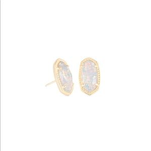 Kendra Scott gold white Kyocera opal stud earrings